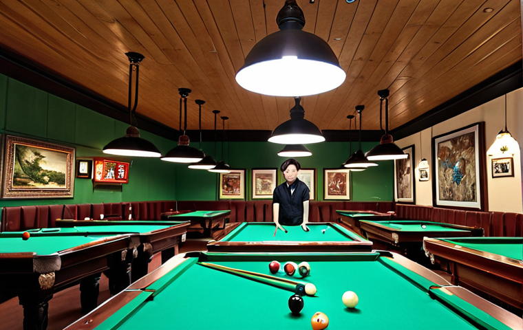 **
A vibrant billiards club in Suwon, South Korea, filled with people of all ages playing pool and snooker. Show a mix of modern and traditional tables, good lighting, and a friendly, community-focused atmosphere. Maybe include some signage in both Korean and English.
**